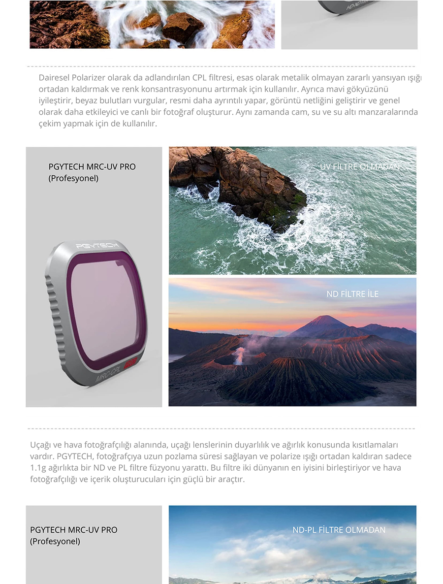 Pgytech Mavic 2 Pro ND Filtre Seti (ND8-16-32-64) Professional