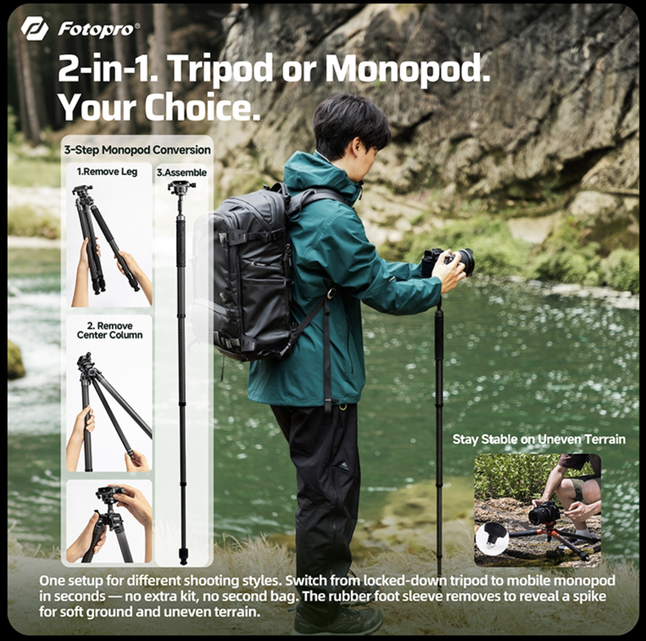 Fotopro X-AIRCROSS 4 Video gri karbon fiber tripod