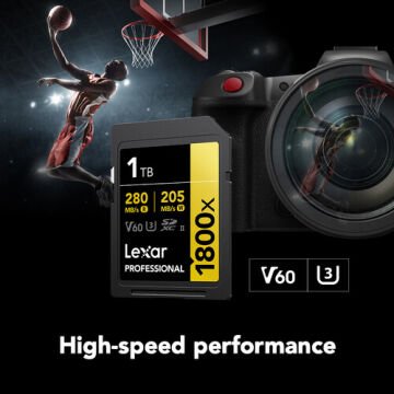 Lexar 1TB Professional 1800x UHS-II SDXC V60 Gold Series Hafıza Kartı