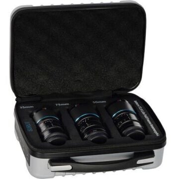 Sirui Saturn 35, 50, 75mm T2.9 1.6x Full-Frame Anamorfik Lens Seti (E Mount, Mavi Flare)