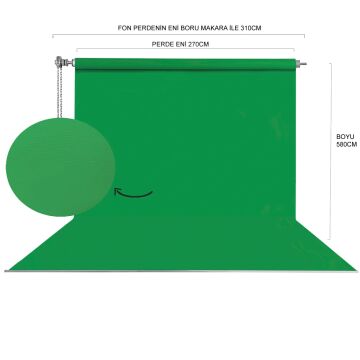 Stüdyo Teknik 270CmX580Cm Yeşil Fon Perde Seti ve Askısı