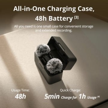 DJI Mic Mini 2 Kişilik Kompakt Kablosuz Mikrofon Sistemi (2TX+1RX+Charging Case)