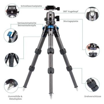 Sirui AM-223 + B-00K Karbon Fiber Profesyonel Tripod Kiti