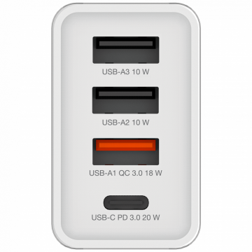 Verbatim 30W 4 Bağlantılı Usb Şarj Cihazı Beyaz 1x Usb-C® PD 20W / 1 x Usb-A QC 3.0 / 2 x Usb-A 10W (AB)-(49701)