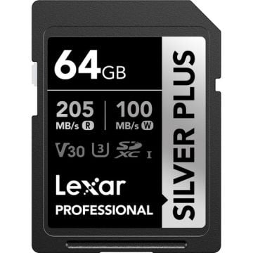 Lexar Professional 64GB 205 MB/s Silver Plus SD Hafıza Kartı