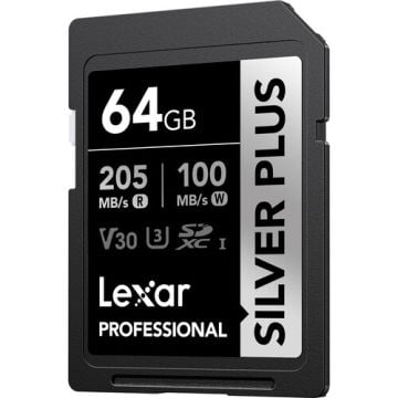 Lexar Professional 64GB 205 MB/s Silver Plus SD Hafıza Kartı