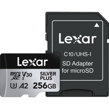 Lexar 256GB UHS-I microSDXC V30 4K Silver Plus Professional Hafıza Kartı