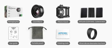 Apexel 10x-20x Ayarlanabilir Zoom Macro Lens