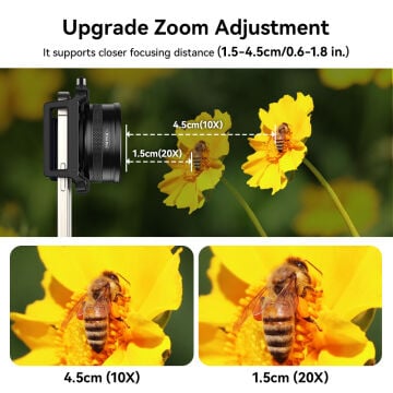 Apexel 10x-20x Ayarlanabilir Zoom Macro Lens