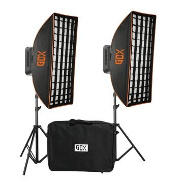 GDX ML-300C II Bicolor Sürekli Işık Seti 2’li – 300W Profesyonel Video & Fotoğraf Aydınlatma Kiti (Softbox + Tripod + Çanta)