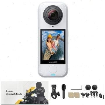 Insta360 X5 Beyaz Aksiyon Kamerası - Motosiklet Kiti