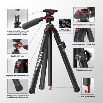 Freewell FW-T1 Carbon Fiber Real Travel Monopod Özellikli Tripod