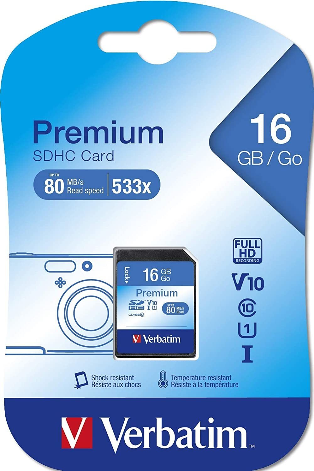Verbatim 16GB 80MB/S SD Card SDHC Class 10