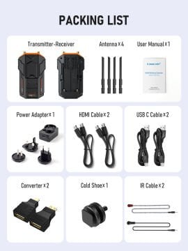 Lemorele R1000 Tak Çalıştır, Wireless HDMI 200 Metre Kablosuz Görüntü Ses Aktarıcı (Alıcı ve Verici  Set)