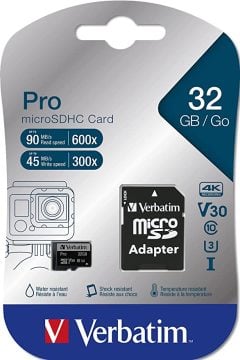 Verbatim 32GB 90MB/S Micro SD Pro Class 10 UHS-I Hafıza Kartı