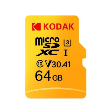 Kodak 64GB UHS-I U3/V30/A1 Yellow Micro SD + Adaptör