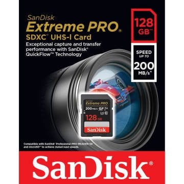 SanDisk 128GB Extreme PRO UHS-I SDXC 200MB/s V30 Hafıza Kartı SDSDXXD-128G-GN4IN