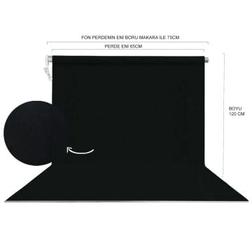 Stüdyo Teknik 65cm x 120cm  Fon Perdesi Siyah