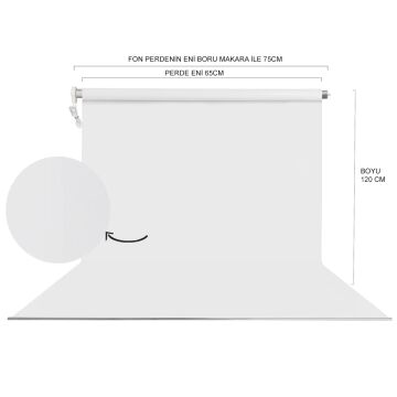 Stüdyo Teknik 65cm x 120cm Portre Fon Perdesi Beyaz