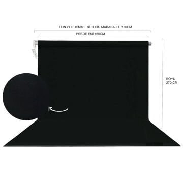 Stüdyo Teknik 160x270 cm Fon Perdesi Siyah