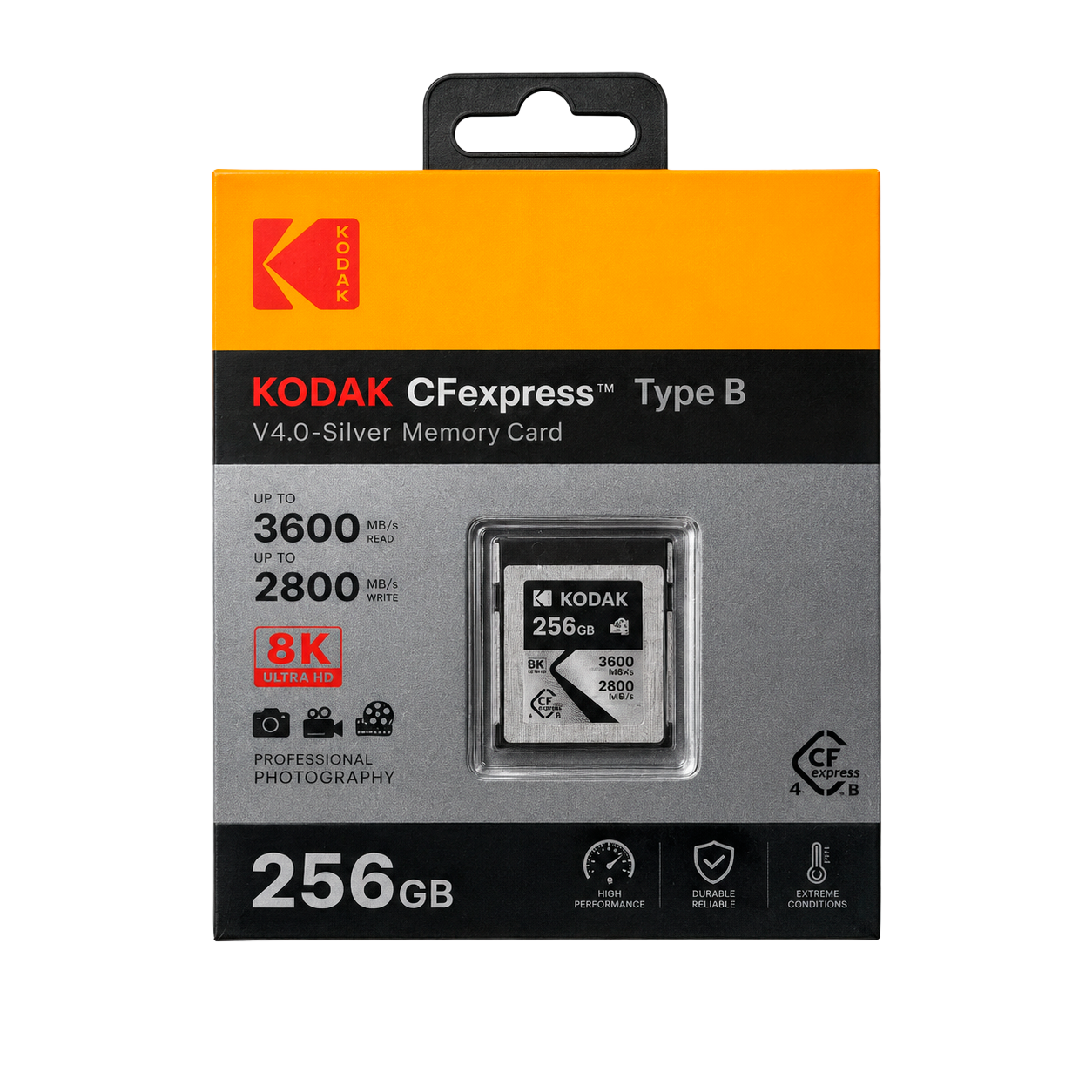Kodak Silver 256GB CF Express Type B 4.0 Hafıza Kartı (3600MB/s - 2800MB/s)
