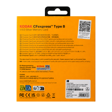 Kodak Silver 256GB CF Express Type B 4.0 Hafıza Kartı (3600MB/s - 2800MB/s)