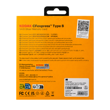 Kodak Silver 256GB CF Express Type B 4.0 Hafıza Kartı (3600MB/s - 2800MB/s)