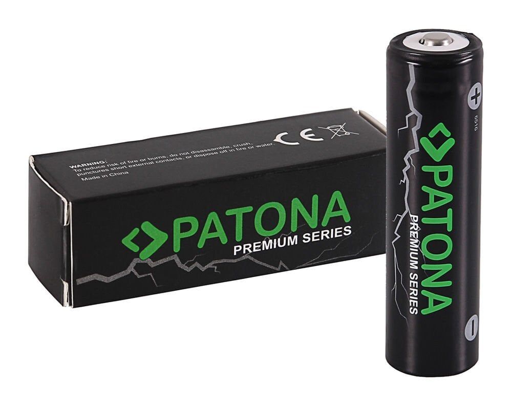 Patona 6516 Premium 18650 Cell Unprotected Sharp/Button Top 3.7V 3350 Mah