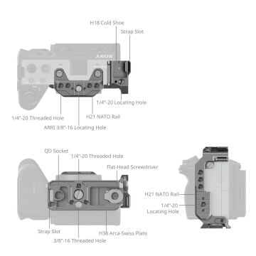 SmallRig 4772 Sony FX3 / FX3A / FX30 için  ''HawkLock'' Hızlı Çıkarma Yarım Kafesi