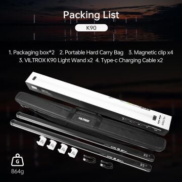 Vıltrox K90 2'li Paket RGB Tüp Işık, 30W