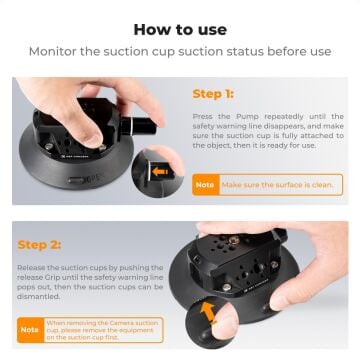 K&F Concept 4.5 inch Suction Cup Vakum Pompalı Vantuz