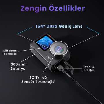 Sjcam SJ11 Active Aksiyon Kamera Çift Ekranlı Wifi 4K/30 Fps 6 Eksenli Stabilizasyon