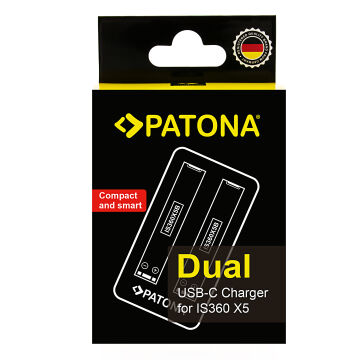 Patona 4240 Insta360 X5  için Çift Şarj Cihazı (USB-C Kablosu Dahil)