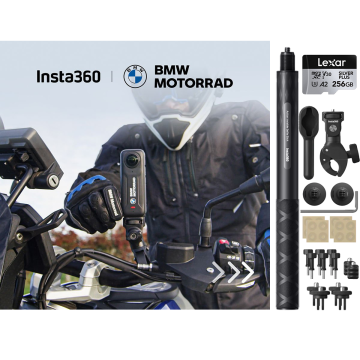 Insta360 X4 BMW Motorrad Edition Paketi (Motorcycle Bundle + 100cm Carbon Invisible Selfie Stick + Lexar 256GB MicroSDXC)