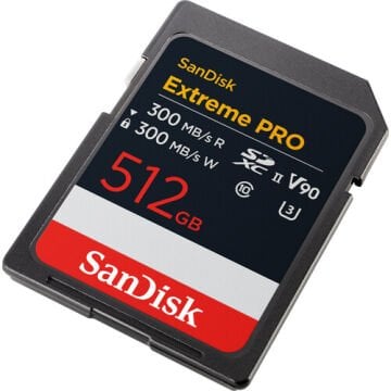SanDisk 512GB Extreme PRO UHS-II SDXC V90 – 300MB/s Profesyonel Hafıza Kartı | 4K & 8K Video Performansı