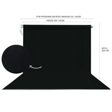 Stüdyo Teknik 135cm x 200cm Portre Fon Perdesi Siyah