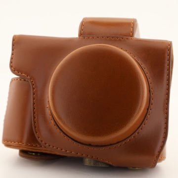 Sony RX100 Serileri için Kahverengi Deri Çanta (RX100 II-III-IV-V-VI-VII)