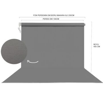 Stüdyo Teknik 190cm x 400cm Sonsuz Gri Fon Perdesi Seti
