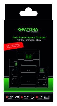 Patona 161858 Premium Twin Performance PD Charger f. Sony NP-FZ100 incl. USB-C Cable  + PD20W Adaptör