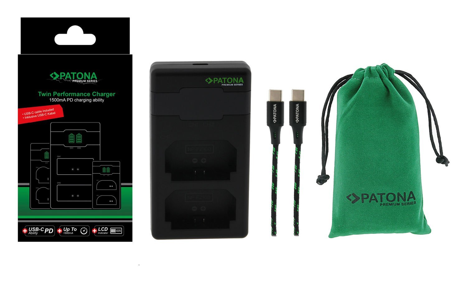 Patona  Sony NP-FW50 Batarya ve Sarj Cihazı Kiti ( Premium Twin Performance İkili USB Şarj Aleti Cihazı + Premium Battery f. Sony NP-FW50 )