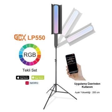 Gdx LP550 RGB Fotoğrafçılık ve Video için Renkli Işık Çubuğu Tekli Set