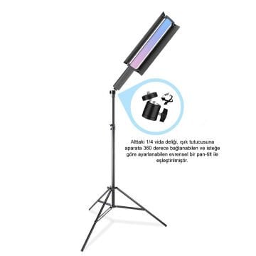 Gdx LP550 RGB Fotoğrafçılık ve Video için Renkli Işık Çubuğu Tekli Set