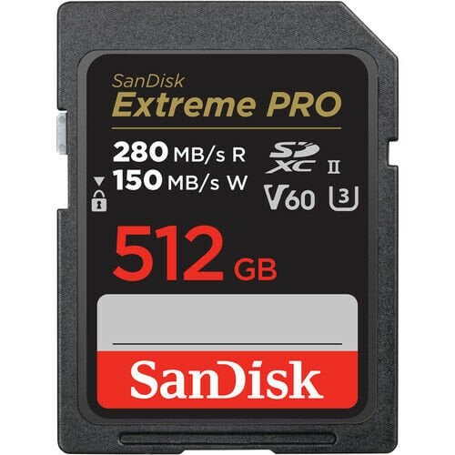 SanDisk 512GB Extreme PRO UHS-II SDXC 280MB/s V60 Hafıza Kartı SDSDXEP-512G-GN4IN