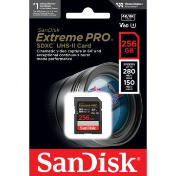 SanDisk 256GB Extreme PRO UHS-II SDXC 280MB/s V60 Hafıza Kartı SDSDXEP-256G-GN4IN