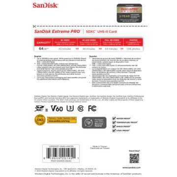 SanDisk 64GB Extreme PRO UHS-II SDXC 280MB/s V60 Hafıza Kartı