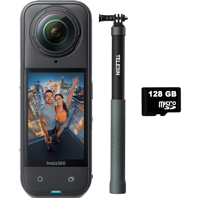 Insta360 X5 İnvisible 120cm Carbon Selfie Stick Bundle (128GB Hafıza Kartı Dahil)