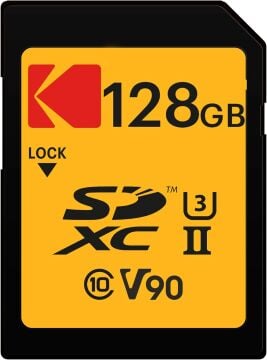 Kodak 128GB UHS-II U3 V90 SD Hafıza Kartı (280MB/s - 240MB/s)