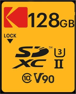 Kodak 128GB UHS-II U3 V90 SD Hafıza Kartı (280MB/s - 240MB/s)