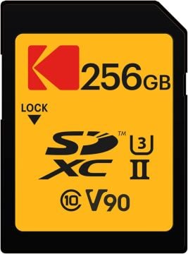 Kodak 256GB UHS-II U3 V90 SD Hafıza Kartı (280MB/s - 240MB/s)