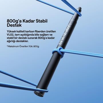 Ulanzi VL02 2.7 Metre Karbon Fiber Uzatılabilir Selfie Çubuğu 800g Taşıma Kapasiteli - T096